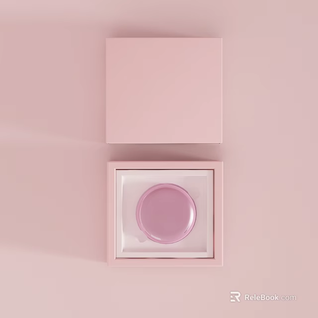 Pink Round Daily Washing Soap in Open Pink Box on Pink Background 3d model 