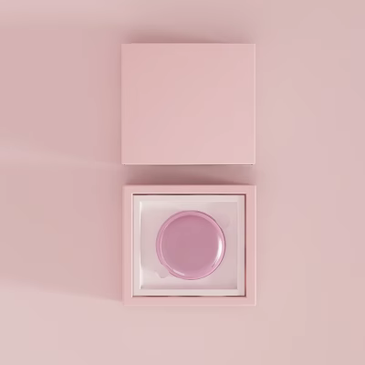 Pink Round Daily Washing Soap in Open Pink Box on Pink Background 3d model
