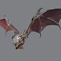 Mythical Bat With Metallic Purple Wings And Skull Head In Flight
