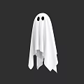 White Ghost Shaped Cloth Doll With Black Eyes On Black Background
