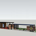 Modern Post Station With Wooden Structure Glass Doors And Bicycle Parking