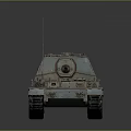 Military Tank with Long Barrel Tracks and Armored Body in Camouflage Paint