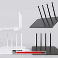 Wireless Computer Routers With Multiple Antennas In White And Black Designs