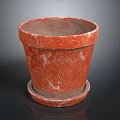 Red Textured Ceramic Flower Pot With Saucer For Indoor Outdoor Decor