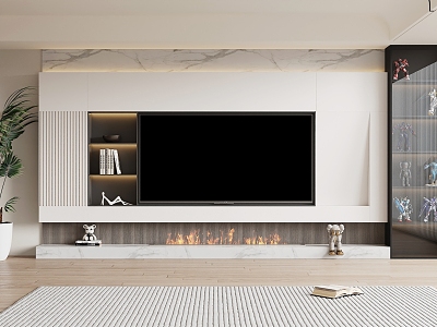 Modern living room TV background wall TV wall 3d model