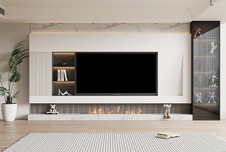 Modern living room TV background wall TV wall 3d model