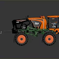 Self Propelled Agricultural Sprayer With Orange Cabin Black Body Green Booms And Large Wheels
