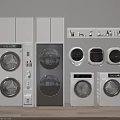 Modern Washing Machines In Various Styles With Stackable Designs And Storage Shelves 3d model
