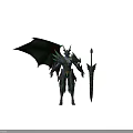 Game Movie Character Featuring Black Wings Green Accents Armor And Sword Design