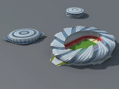 Modern Circular Stadium Architectural Design With White Stands And Green Field 3d model