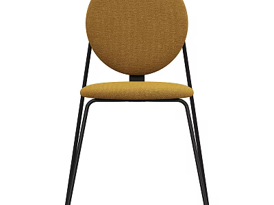 Modern Dining Chair With Round Yellow Fabric Seat And Black Metal Legs 3d model