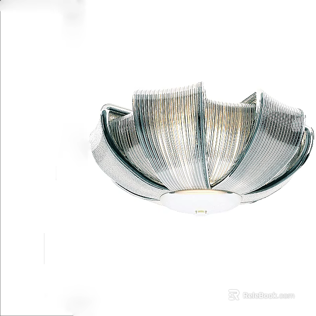 Modern Petal Shaped Ceiling Light With Radial Metal Strips Design 3d model