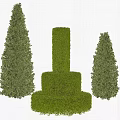 Cylindrical and Conical Trimmed Shrubs with Round Base for Landscape Design 3d model