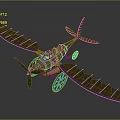 Vintage Biplane Passenger Plane With Brown Body Metal Frame Wings And Red Wheels