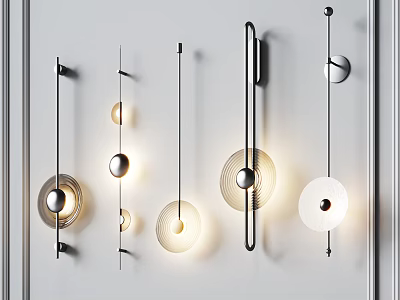 Modern Wall Lamps Design Featuring Varied Metal Frames And Round Warm Light Shades 3d model