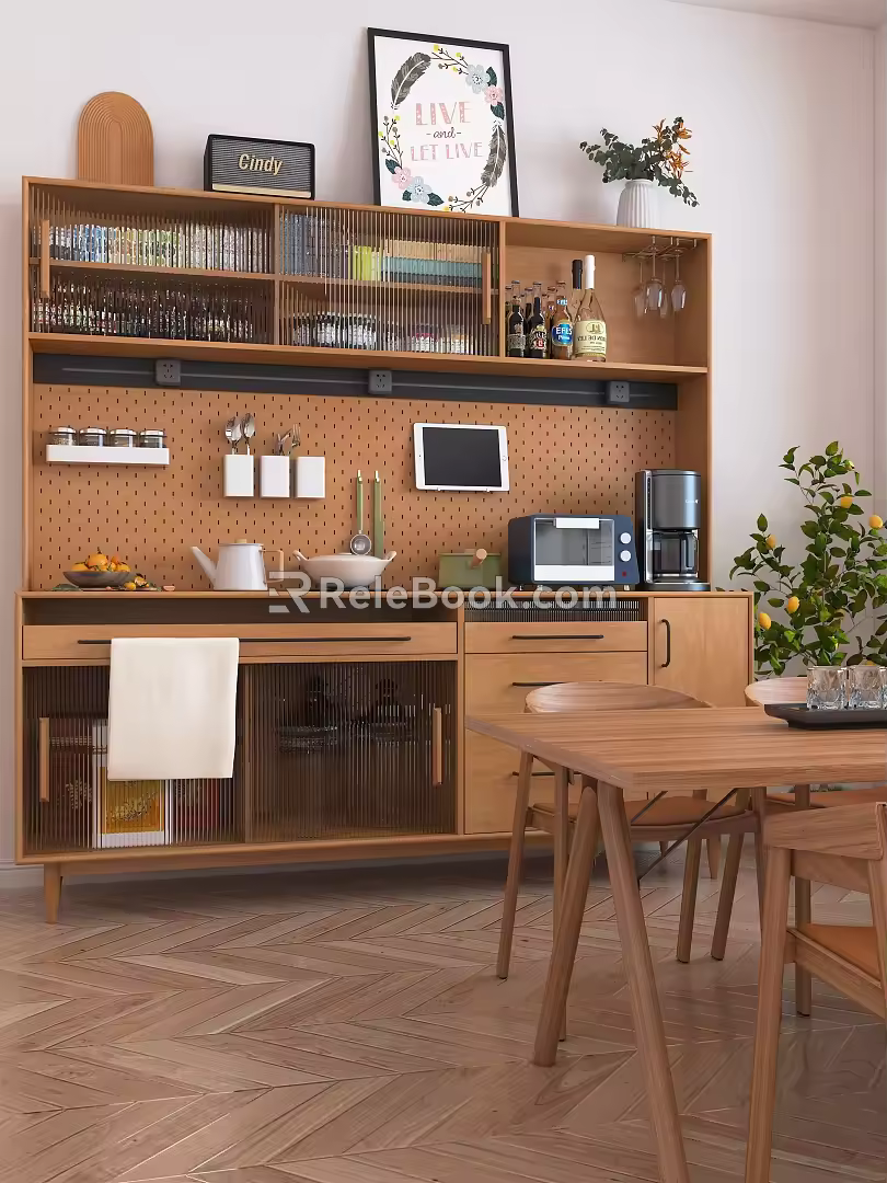 Nordic Sideboard Solid Wood Sideboard 3d model