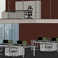 Modern Public Office Space with White Desks Ergonomic Chairs and Large Windows