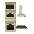 Cream Colored Kitchen Appliances Set With Range Hood Oven And Gas Stove