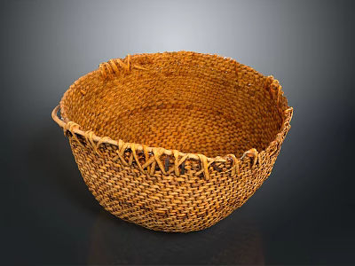 Handwoven Storage Basket For Household Use With Natural Material And Decorative Design 3d model