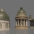 Classical European Architecture With Green Domes Columns And Arched Stone Structures