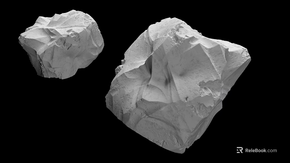 Industrial Equipment Two Rock Specimens With Rough White Textured Surfaces 3d model 