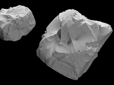 Industrial Equipment Two Rock Specimens With Rough White Textured Surfaces 3d model