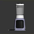 Modern Sleek Kitchen Electric Appliance With Transparent Container Silver Purple Base And Black Control Panel