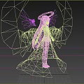 Game Movie Character With Pink White Wings Blonde Hair Halo Wearing Pink Long Dress