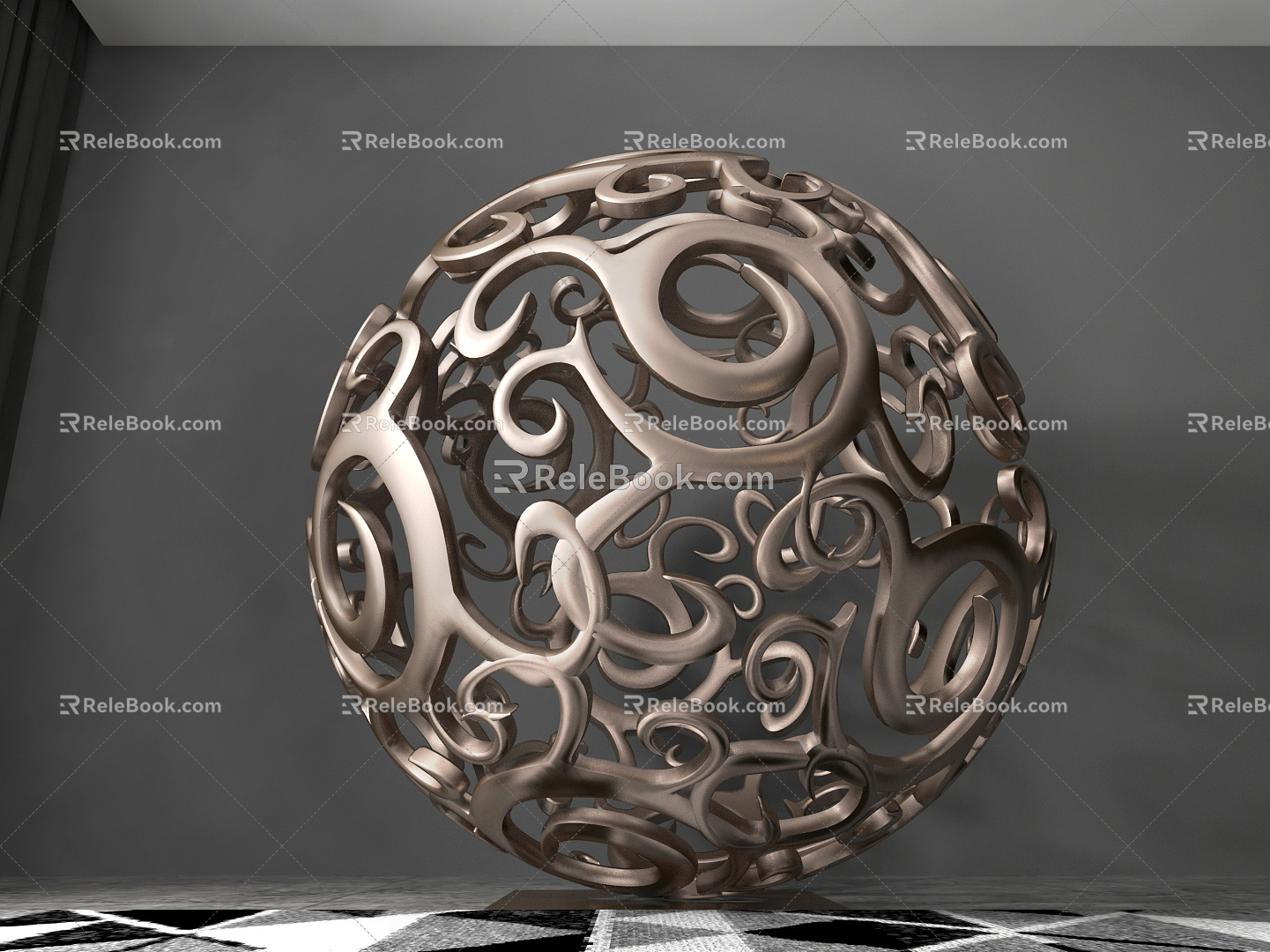 Modern Ornaments Ball Iron Ornaments 3d model