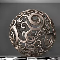 Decorative Metal Hollow Sphere Ornament With Intricate Curly Patterns For Home Decor