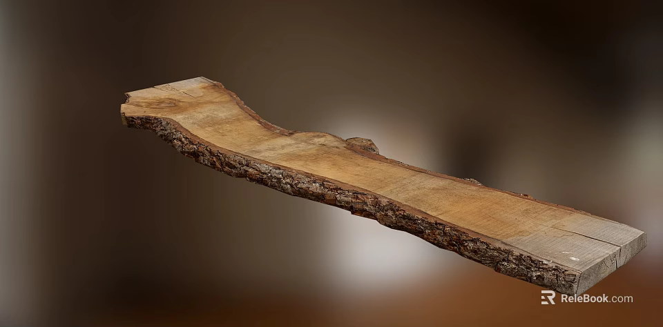 Natural Stone Wood Plank With Rustic Texture And Handcrafted Natural Edge 3d model 