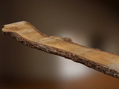 Natural Stone Wood Plank With Rustic Texture And Handcrafted Natural Edge 3d model