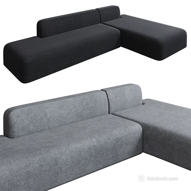 Modern L shaped Modular Sofa with Black and Grey Sectional Upholstered Design 3d model