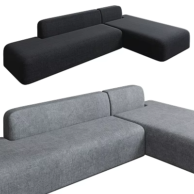 Modern L shaped Modular Sofa with Black and Grey Sectional Upholstered Design 3d model