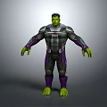 Green Skinned Muscular Hulk Creature In Detailed Armor Suit Standing Pose