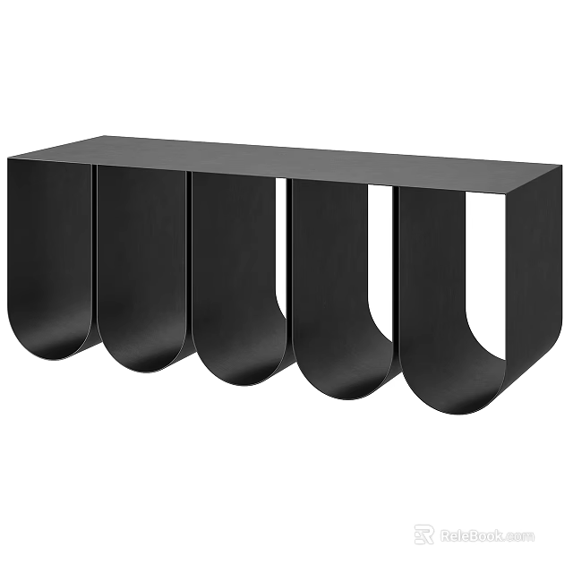 Modern Black Console Table With U Shaped Legs And Minimalist Design 3d model