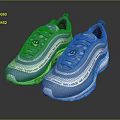 Blue Nike Air Max 97 Shoes With Smiley Face Logo And White Sole