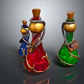 Colorful Decorative Glass Bottles With Cork Stoppers Golden Ropes And Tags