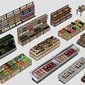 Modern supermarket shelf vegetable rack fresh freezer 3d model