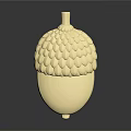 Shiny Golden Acorn Decorative Object With Scaled Texture And Reflective Base