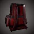 Red Leather Backpack With Multiple Pockets Straps And Star Emblem Detail