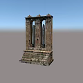 Ancient Classical Stone Feature Wall With Arched Openings And Historic Steps