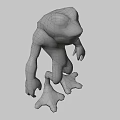 Humanoid Frog Man 3D Model With Green Brown Skin Standing Pose