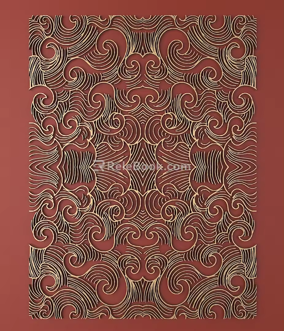 Japanese Metal Carving Japanese Patterns and Wind Patterns Traditional Carving 3d model