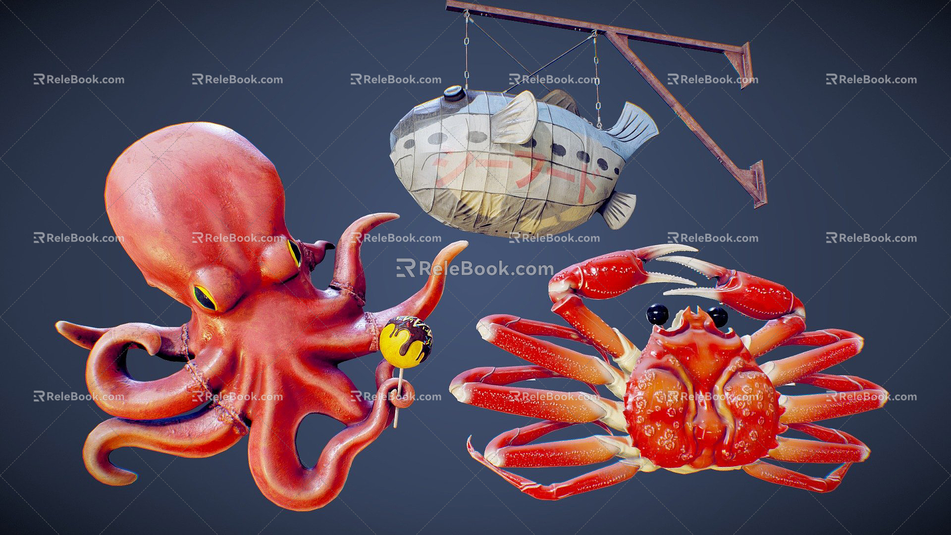 Modern crab signboard 3d model