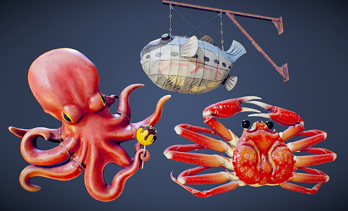 Modern crab signboard 3d model