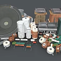 Assorted Electronic Components Collection With Speaker Capacitors Coils Resistors And Transformers