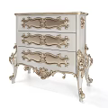 Classical Chest of Drawers with Silver and Gold Carved Details and Ornate Legs