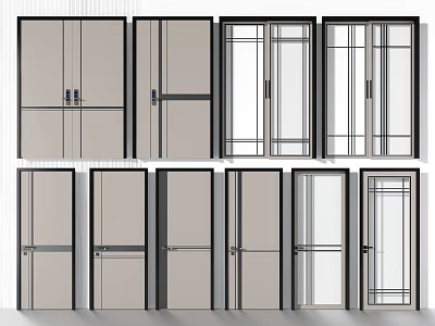 Stylish Modern Hinged Doors With Glass Panels And Neutral Tones For Home Interior Design Options 3d model