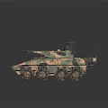 Military Armored Vehicle With Camouflage Paint Multiple Wheels And Top Mounted Weapon